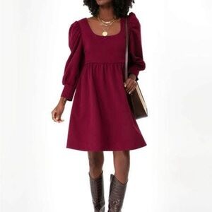 Pomander Place Burgundy Long Sleeve Dress